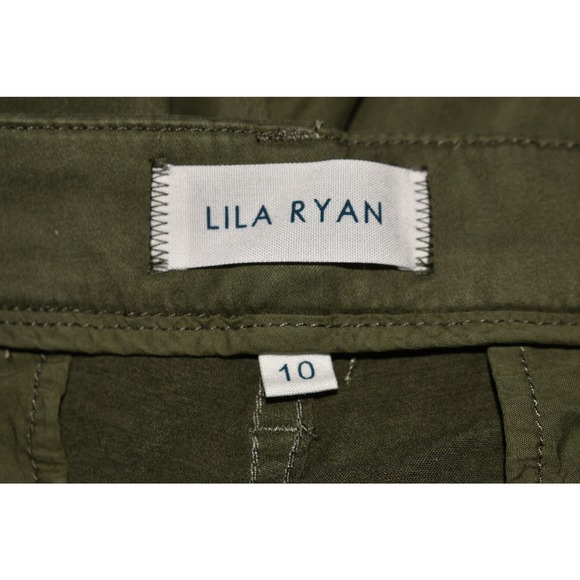 LILA RYAN‎ $98 Mid-Rise Straight Leg Cropped Chino Pant Rifle Green Size 10 - Picture 3 of 3